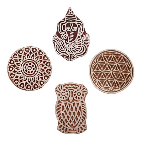 Set of 4 Piece New Mix Wooden Printing Blocks